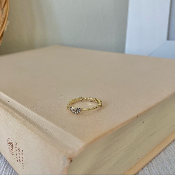 Vintage “Elsie” Gold Promise Ring Heart Reversible Dainty Petite Simple Elegant - Picture 6 of 14